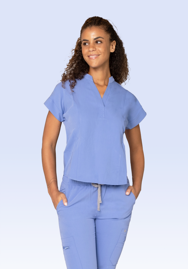 18024 - MANDARIN COLLAR STRETCH SCRUB TOP I