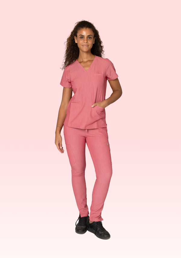 1608 V-NECK W/ 3 WELT POCKETS LUXE STRETCH W/ 6608 SLIM PANTS SCRUB SET