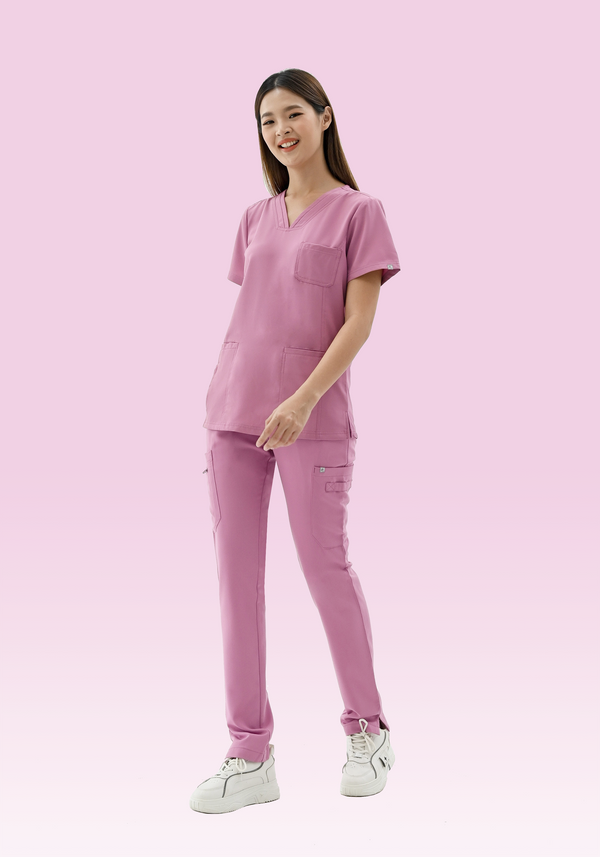 19084 - ROUND NECK TUNIC STRETCH TOP WITH 4 POCKETS II