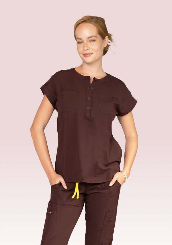 19084 - ROUND NECK TUNIC STRETCH TOP WITH 4 POCKETS I