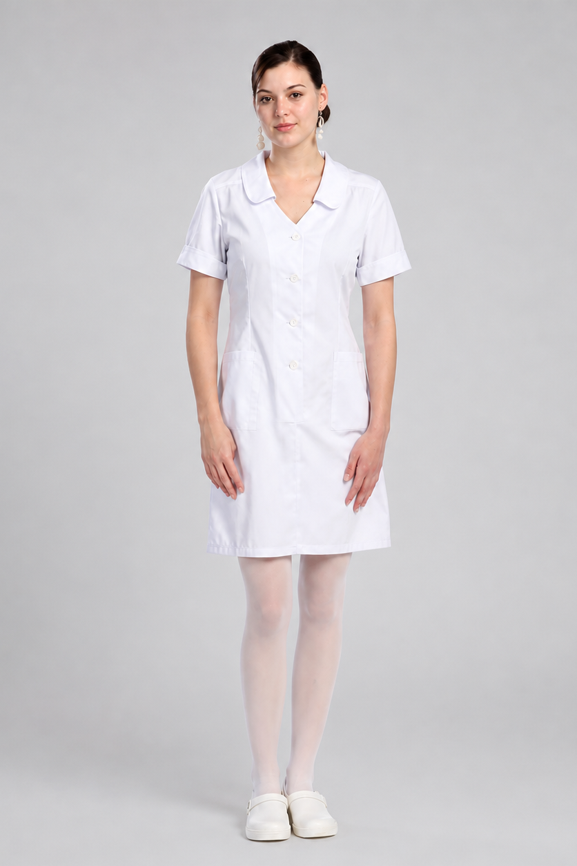 white scrub dress for nurses 4191 Unique Vintage Plus Size one option Size  S Color:Purple Magenta (6)