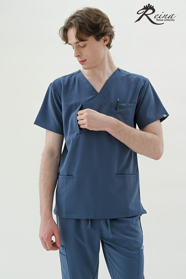 11021 - UNISEX 3 POCKETS SCRUBS WITH 1 ZIPPER POCKET