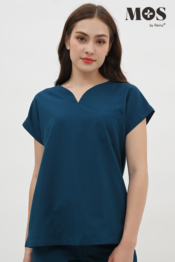 M180 - SWEET HEART NECK DOLMAN SLEEVE WITH 2 SIDE POCKETS STRETCH SCRUB TOP