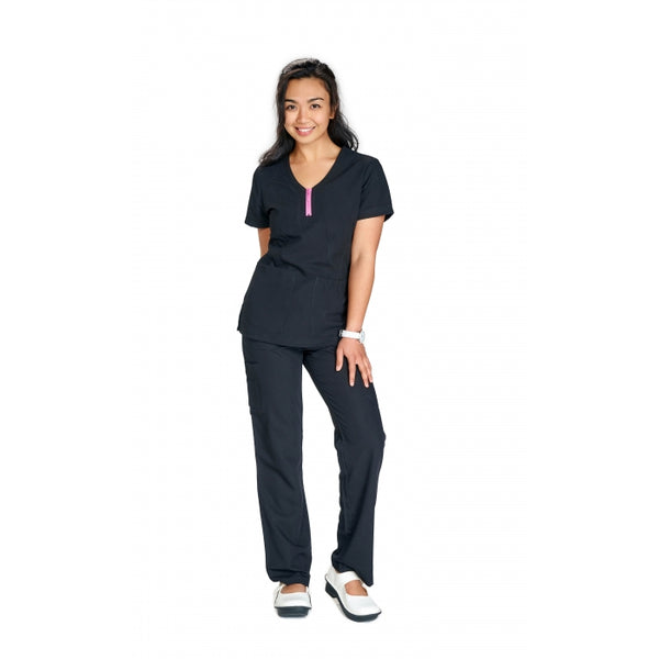 ST106 - ROUND NECK ZIP CLOSURE W/ ASYMMETRIC POCKETS SCRUB SET