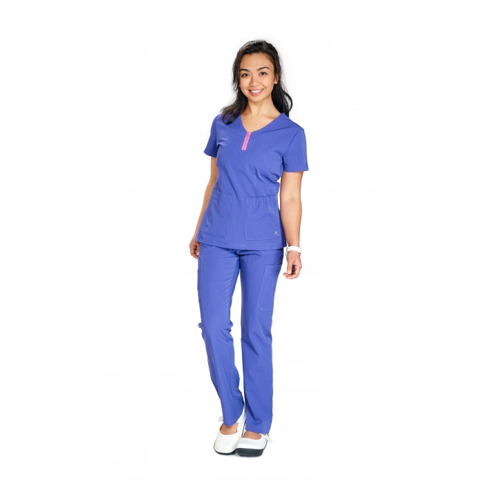 ST106 - ROUND NECK ZIP CLOSURE W/ ASYMMETRIC POCKETS SCRUB SET